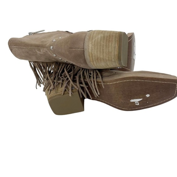 Sam Edelman Bernie Fringe Western Ankle Booties Tan Womens Size 7M NWOB - Picture 9 of 12